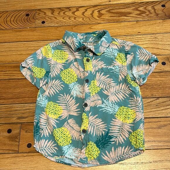 Cat & Jack Hawaiian Print Short Sleeve Buttondown Size 4T - Picture 1 of 2